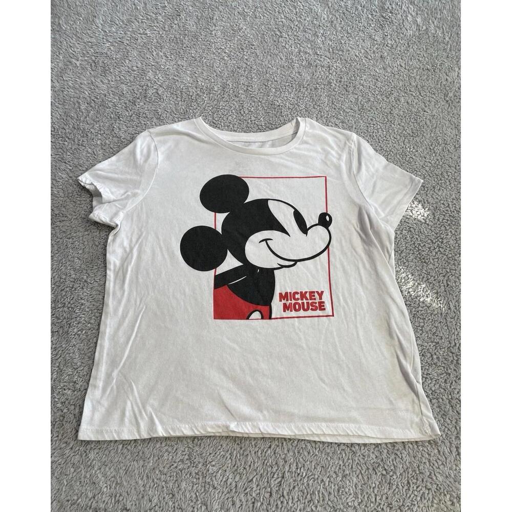 DISNEY Mickey Mouse T Shirt Tee Size XL (15-17) Juniors Short Sleeve White